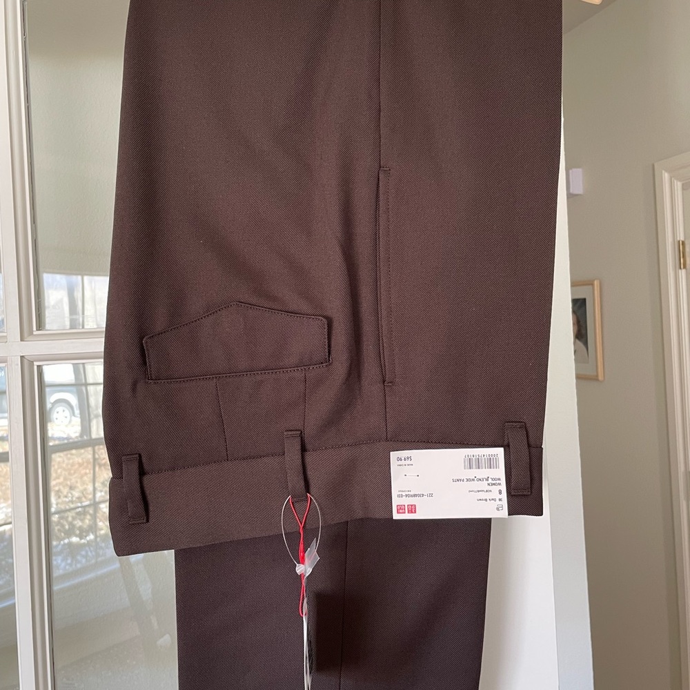 Ines de la Fressange for Uniqlo dark brown wool blend trouser